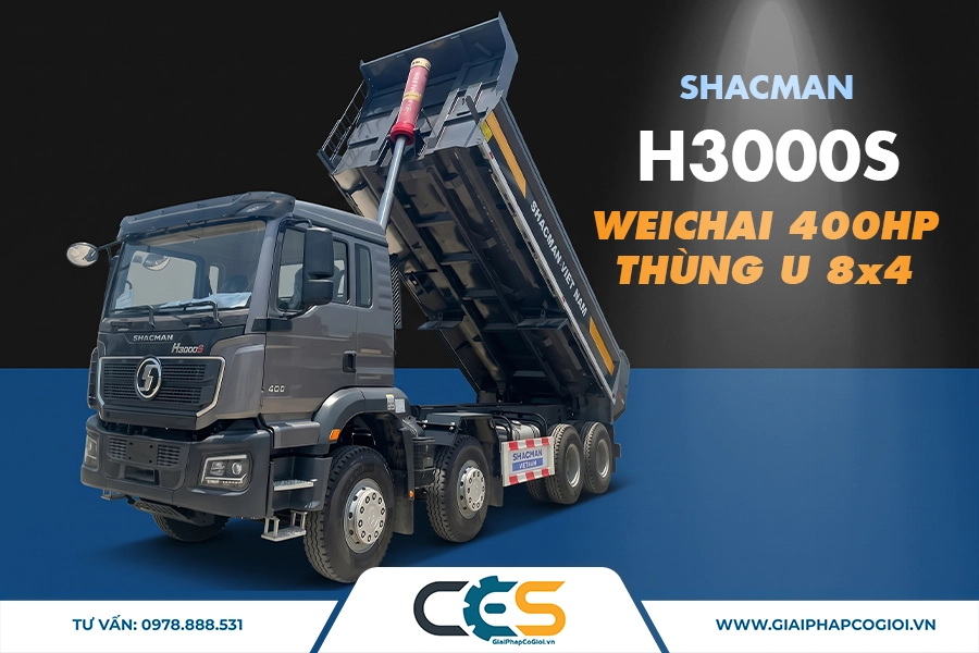 Xe ben Shacman H3000s Weichai 400HP thùng U 8x4